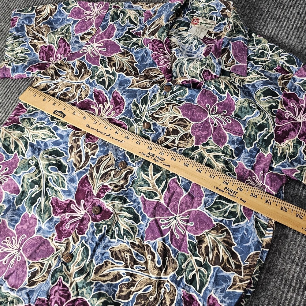 Hilo Hattie Shirt Mens Large Multicolor Hawaiian Floral Aloha Button Front - Picture 7 of 10